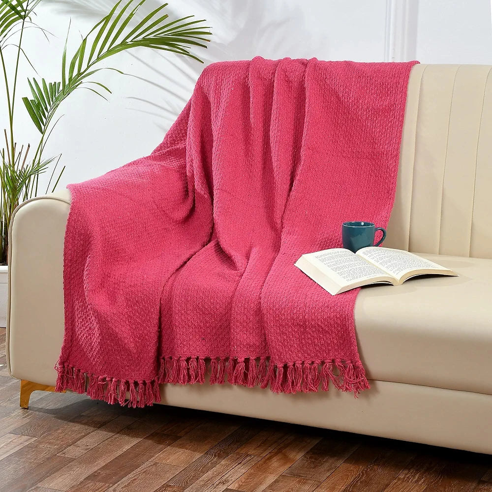 Sashaa World Vibrant Pink Cotton Throw Colour Vibrant Pink