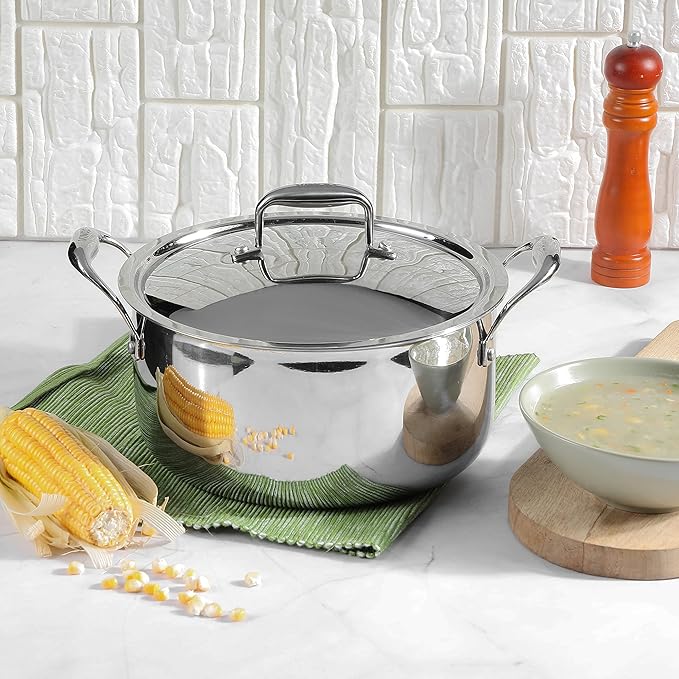 Vinod Platinum Triply Stainless Steel Saucepot with Lid - 1.8 Litre, 18 cm | 2.5mm Thick | SAS Bottom | Biryani Pot