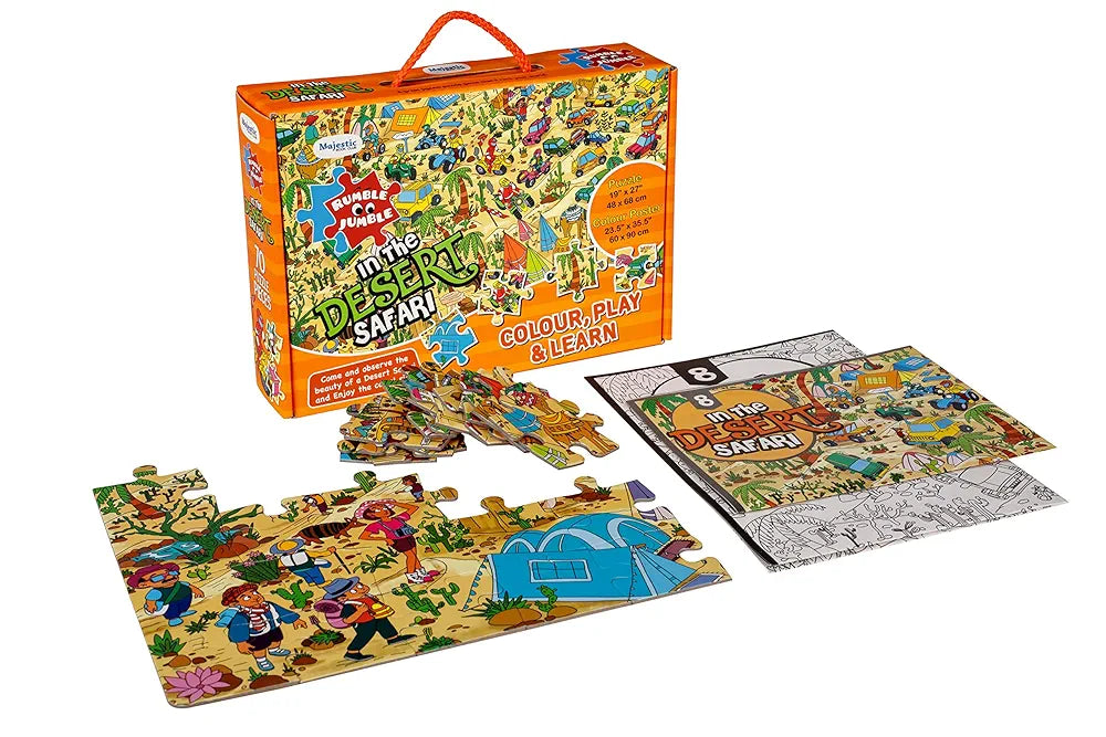 THE BOOK TREE in The Desert Safari Fun and Educational Floor Puzzle by Majestic Book Club, Package Includes a Big Size Colouring Poster and Jigsaw Puzzle Packed in a Beautiful Box