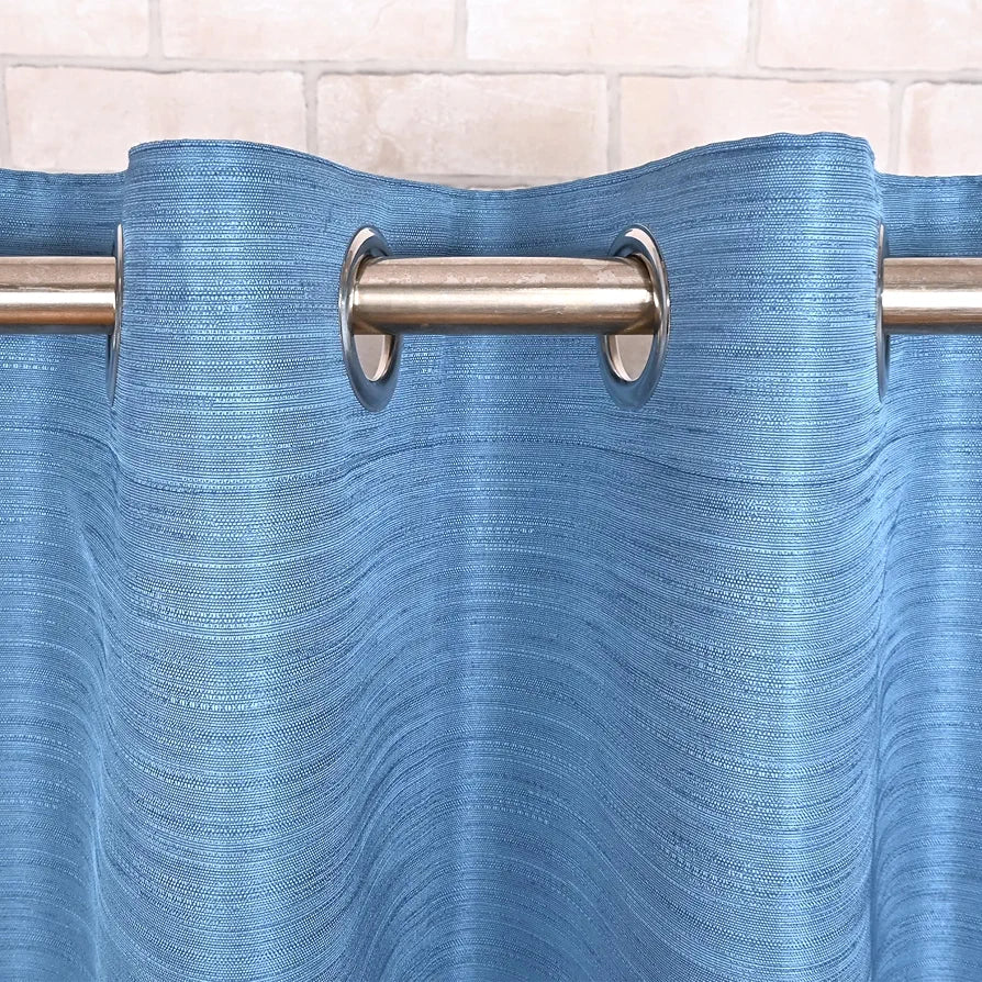 Divine Casa Luxurious 7 Feet Blackout Curtain for Doors Room Darkening Thermal Insulated & Noise Reducing Premium Opaque Polyester Colour Steelblue (Pack of 1)