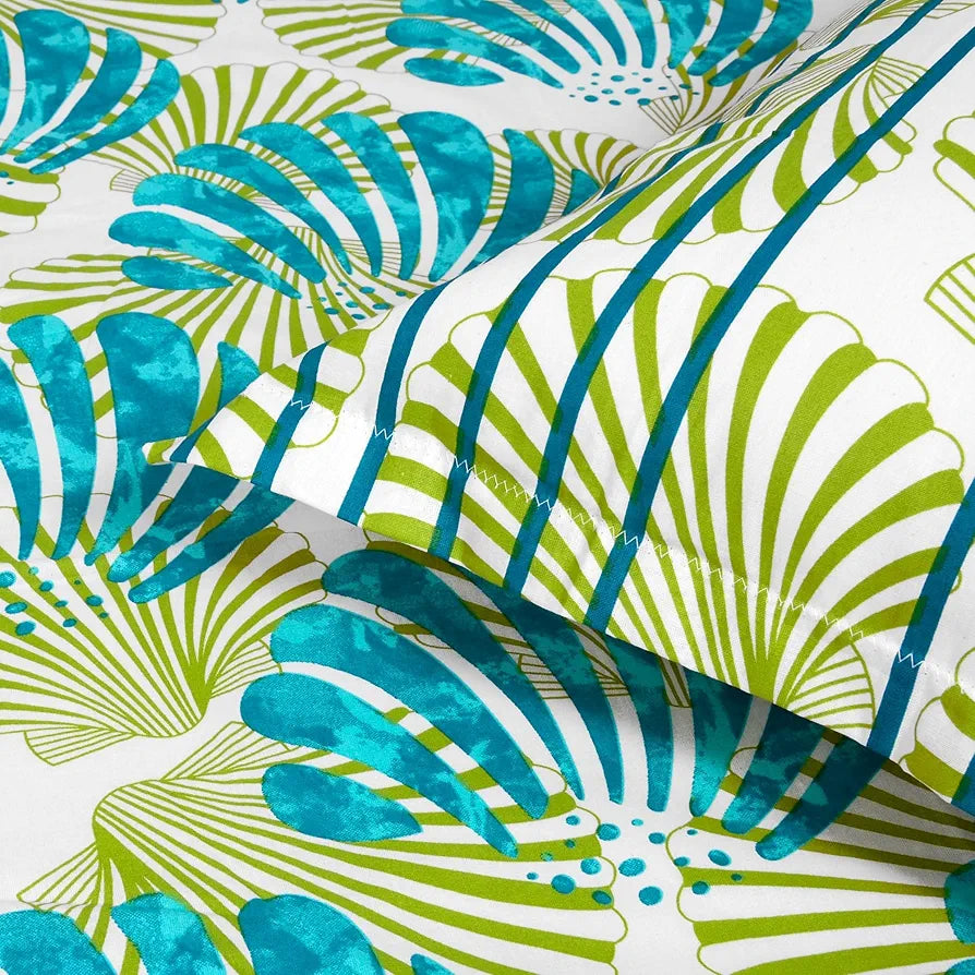 Divine Casa 144 TC 100% Cotton Bedsheet for Double Bed with 2 Pillow Cover Colour Ocean Green