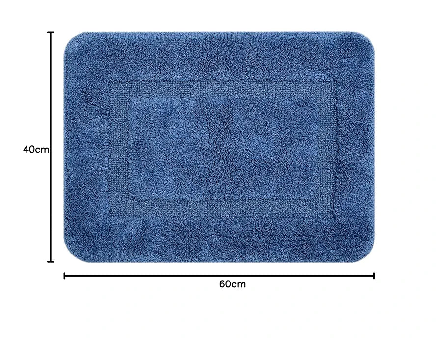 Saral Home Cotton Anti Slip Bathmat Set with Contour Colour Blue (Pack of 2)