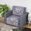 Kuber Industries Net Single Seater Sofa Cover Set Flower Digital Triangle Border Print-753 Grey