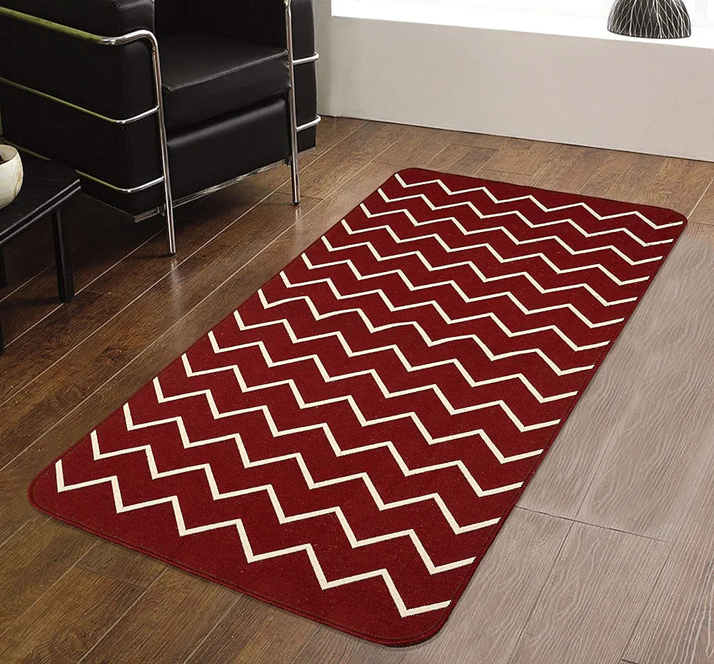 Saral Home Zig Zag Designer Soft Cotton Durable & Washable Multipurpose Runner