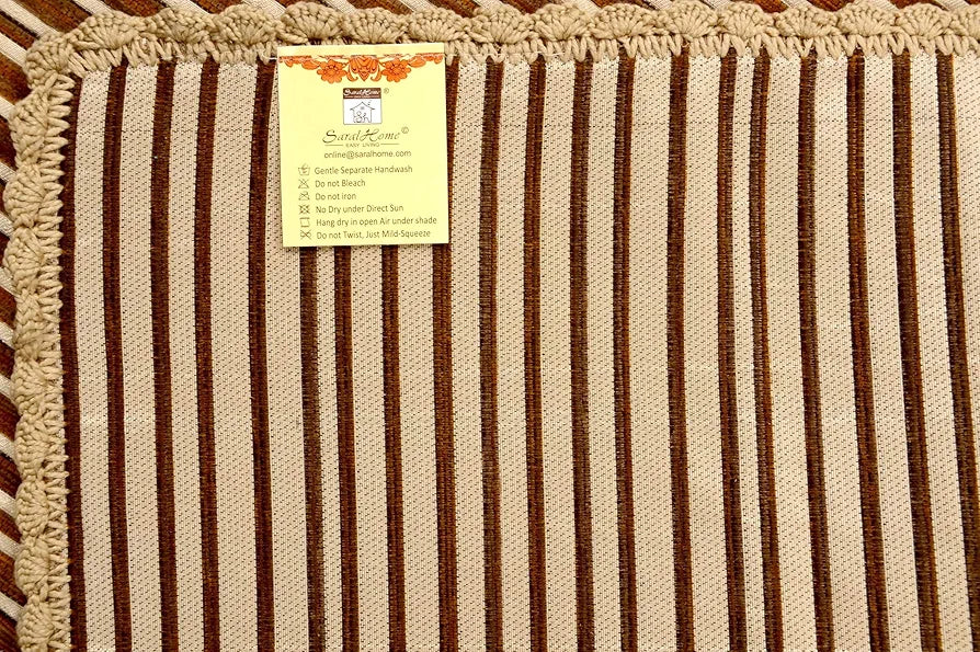 Saral Home Easy Living Polyester And Polyester Blend Striped Soft Decorative Viscose Chenille Sofa Covers/throw Colour Gold & Gold