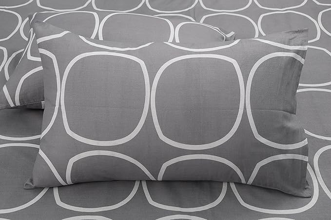 Huesland by Ahmedabad Cotton 144 TC King Size Bedsheet Cotton with 2 Pillow Covers | Grey