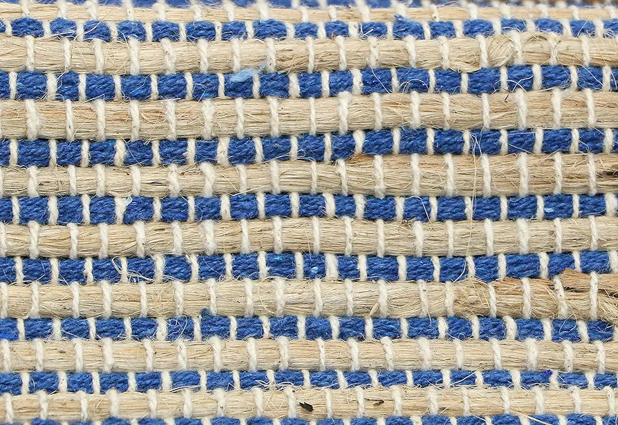 The Home Talk Natural Handcrafted Jute Rug Traditional Carpet For Living Room Navy Blue
