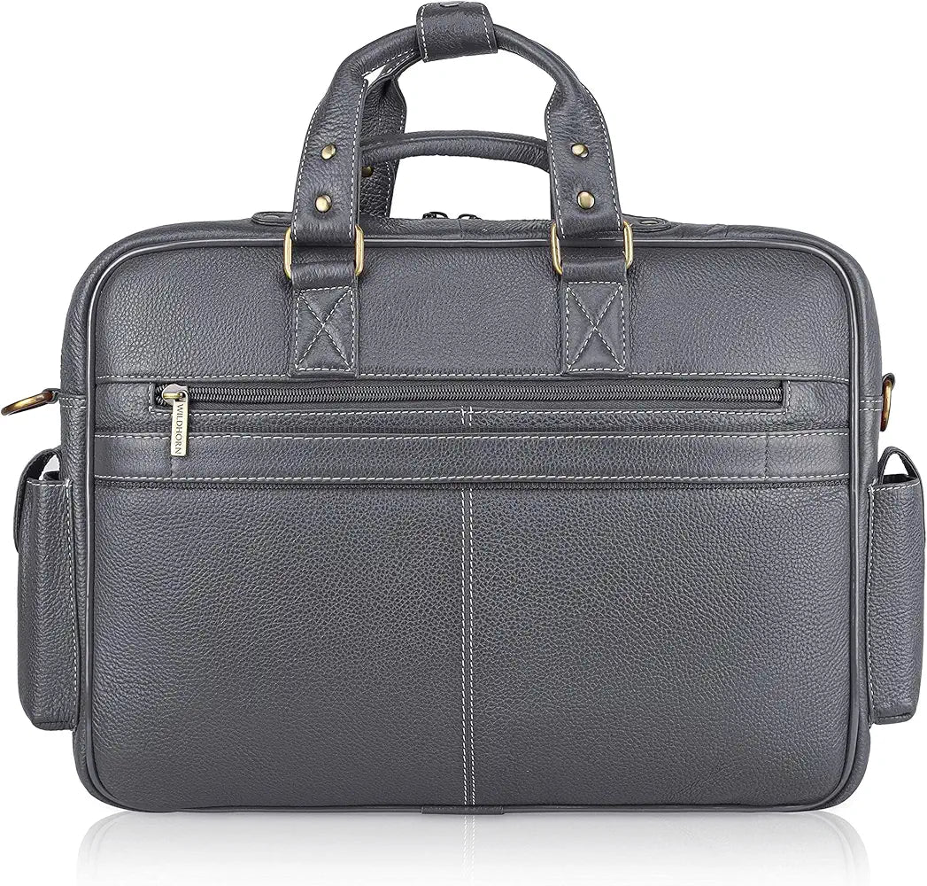 WildHorn Leather Laptop Bag for Men/Office Bag for Men | Fits Upto 15.6 Inch Laptop/MacBook | Laptop Messenger Bag/Leather Bag for Men I Dimension : L-16 inch W-4 inch H-13 inch