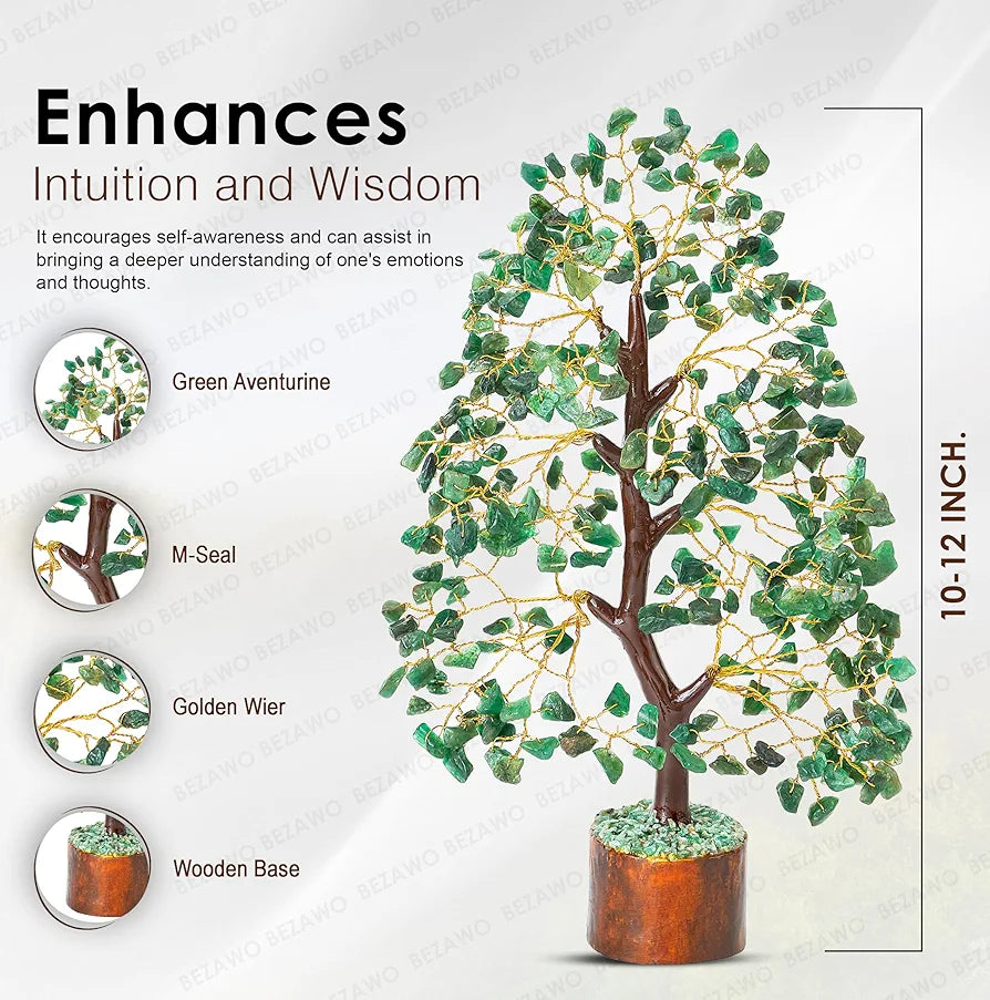 Bezavo Green Aventurine Crystal Tree – Feng Shui Golden Wire