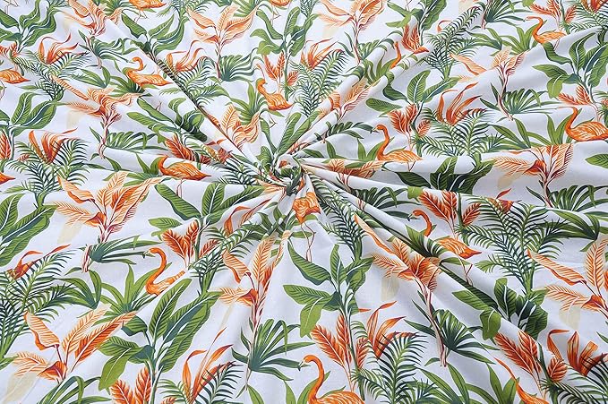 Huesland by Ahmedabad Cotton 144 TC Cotton Bedsheet for Double Bed King Size with 2 Pillow Covers |Flamingos & Stripes Pink & Green