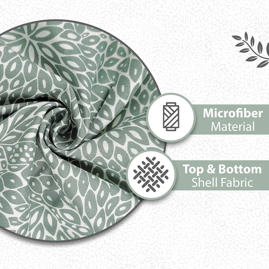 Divine Casa 120 GSM Microfiber Single Dohar Soft & Lightweight Throw Blanket Floral Burst Pattern Colour Sage Green & White