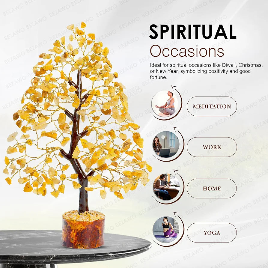 Bezavo Yellow Aventurine Crystal Tree Golden Wire