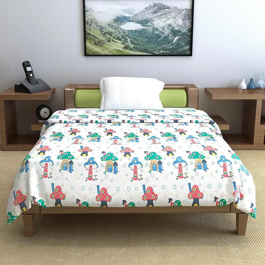 Divine Casa 120 GSM Cotton Single Bed Comforter Soft & Lightweight Reversible All-Season Blanket Colour Bright White