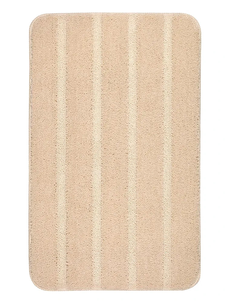 Saral Home Soft Microfiber Anti-slip Rectangular Bathmat Colour Beige (Pack of 2)
