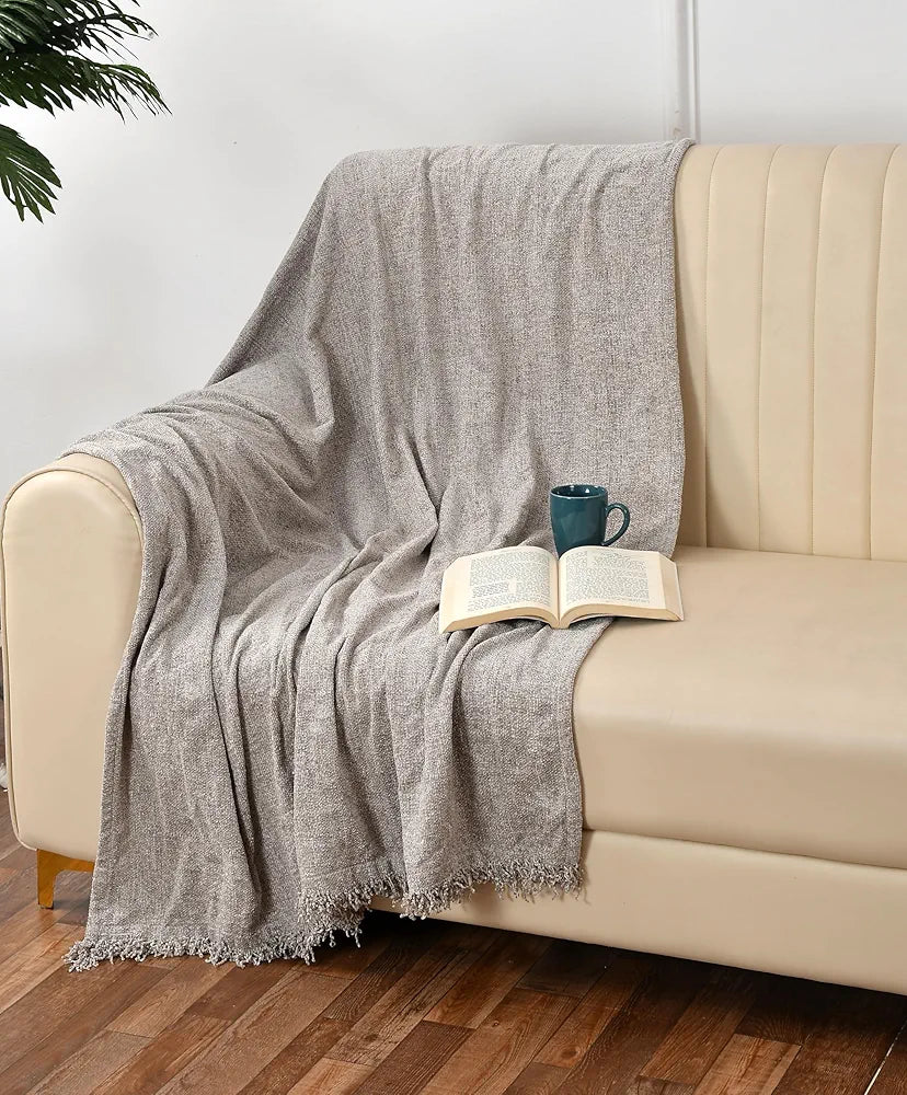Sashaa World Soft Chenille Throw Colour Grey