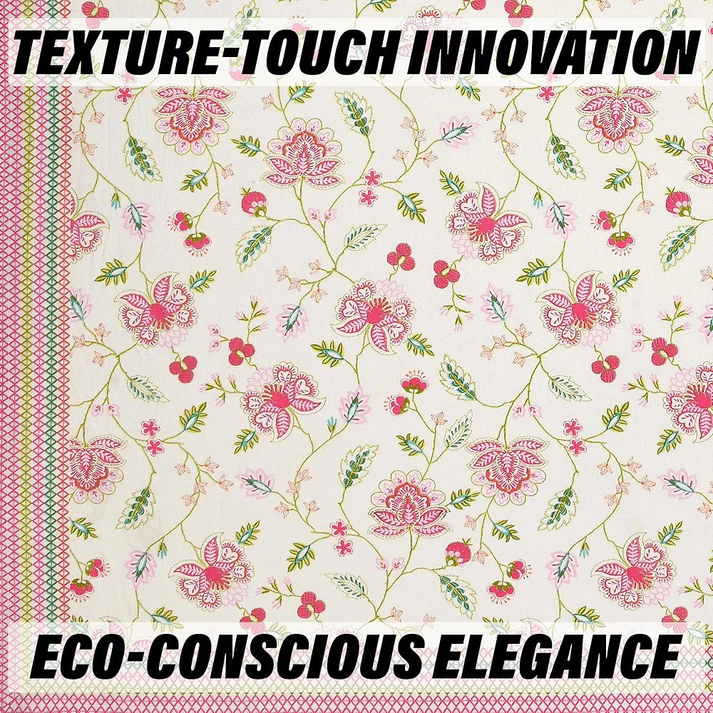 Kuber Industries Double Bedsheet with 2 Pillow Covers 186 TC Premium Cotton Bedsheet Embroidery Flower Zig-Zag Pink