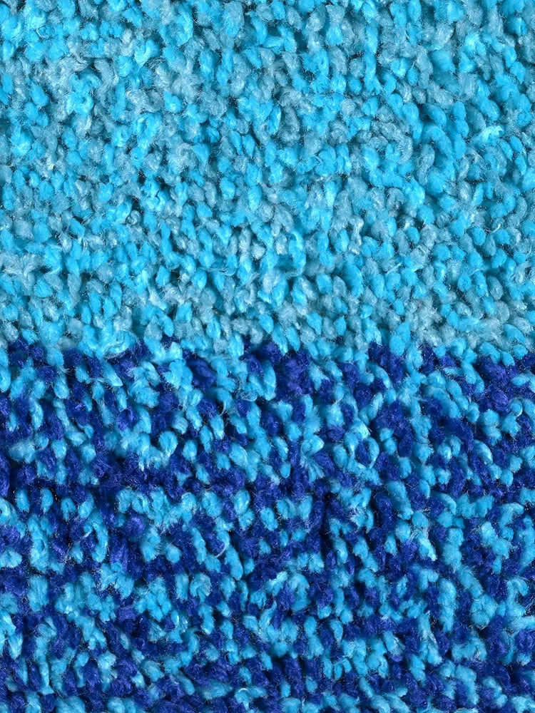 Saral Home Easy Living Microfiber Striped Rectangle Shaped Anti-skid Bath Mats Colour Blue (Pack Of 2)