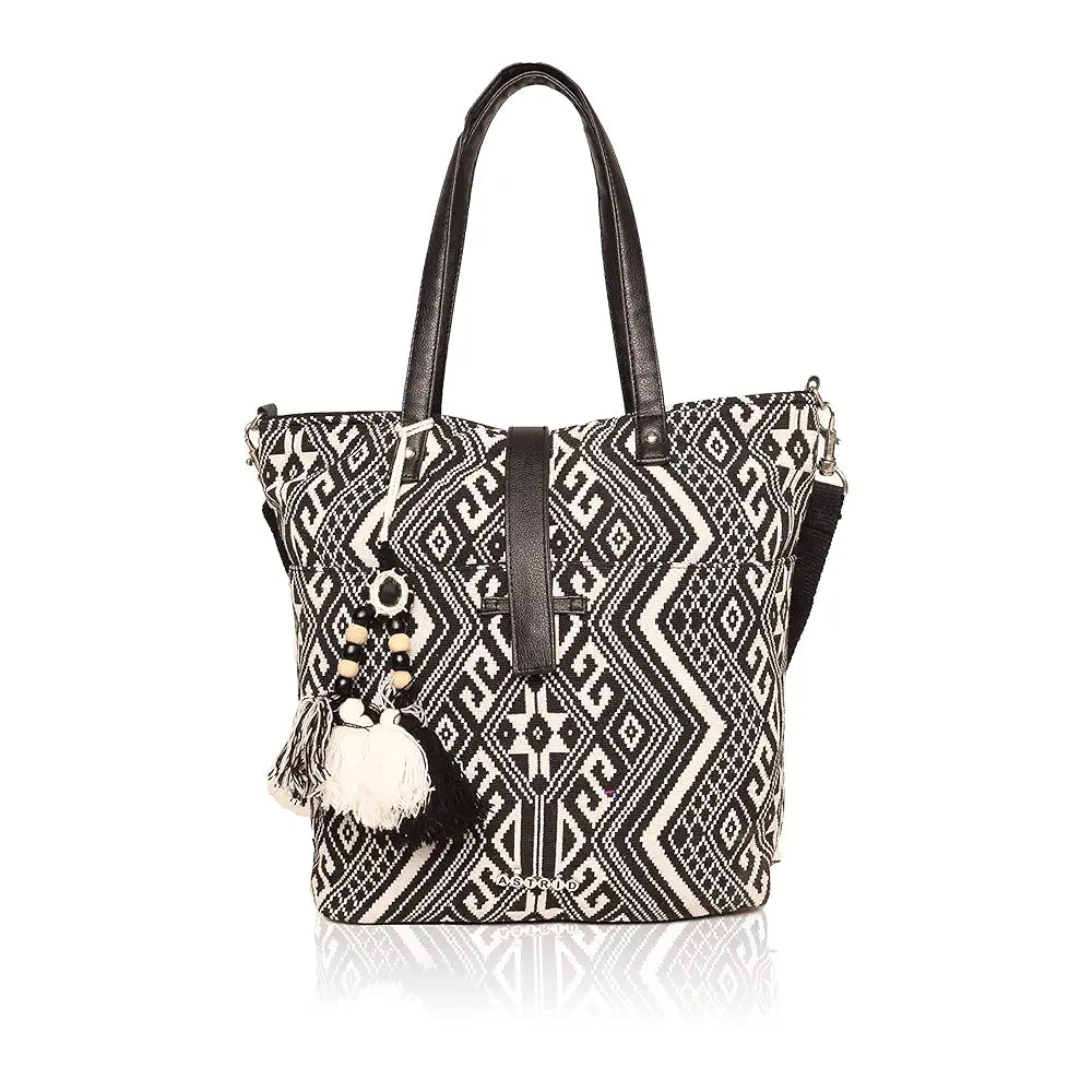 Astrid Cotton Tote Bags Dark Grey Textured