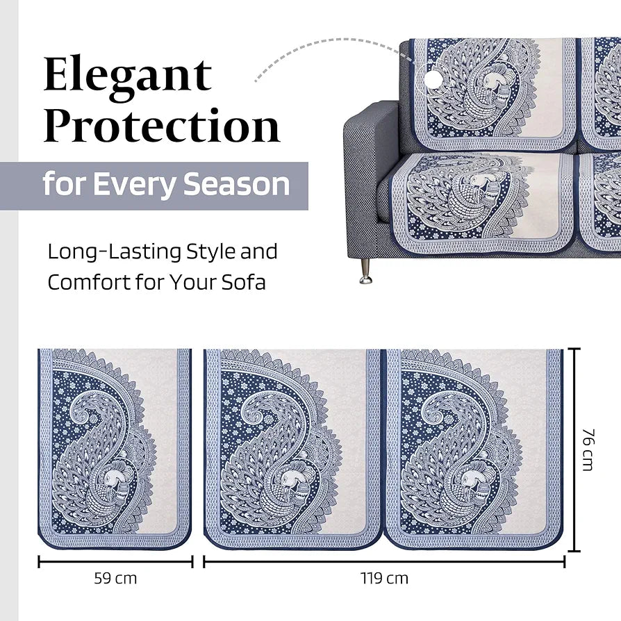 Kuber Industries Sofa Cover Net 2+1 Seater Sofa Slip Cover Set Mor Digital-837 Blue
