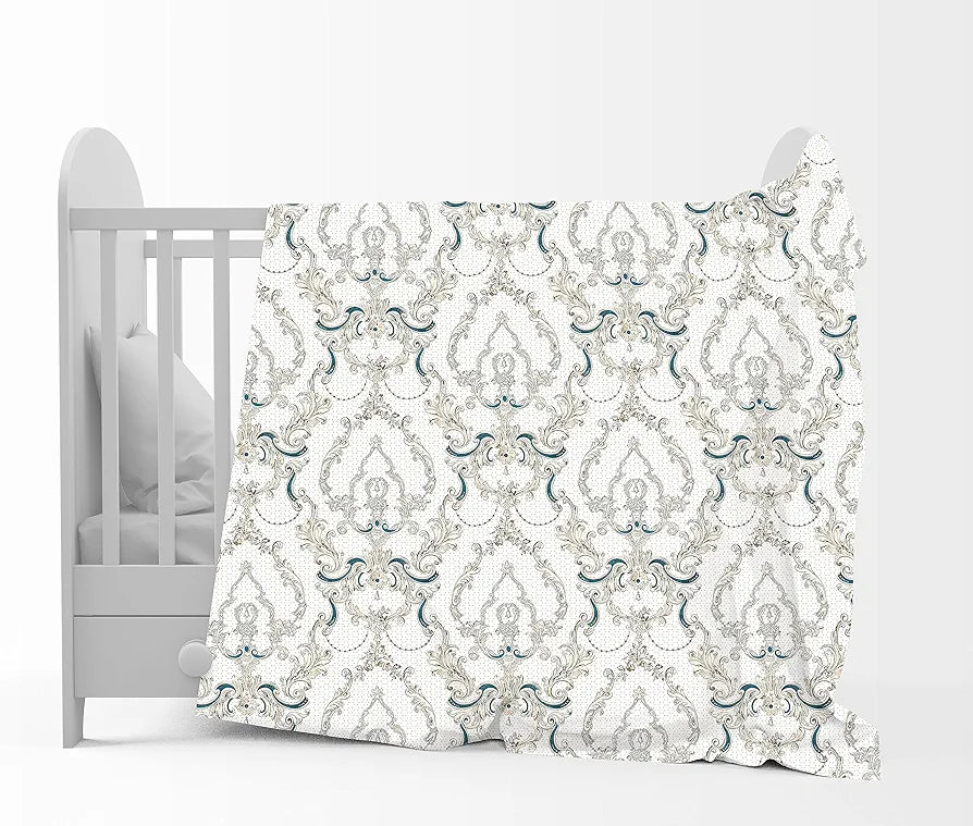 Divine Casa 120 GSM Microfiber Single Kids Dohar Soft & Lightweight Throw Blanket Paisley Pattern Colour Ivory & Beige
