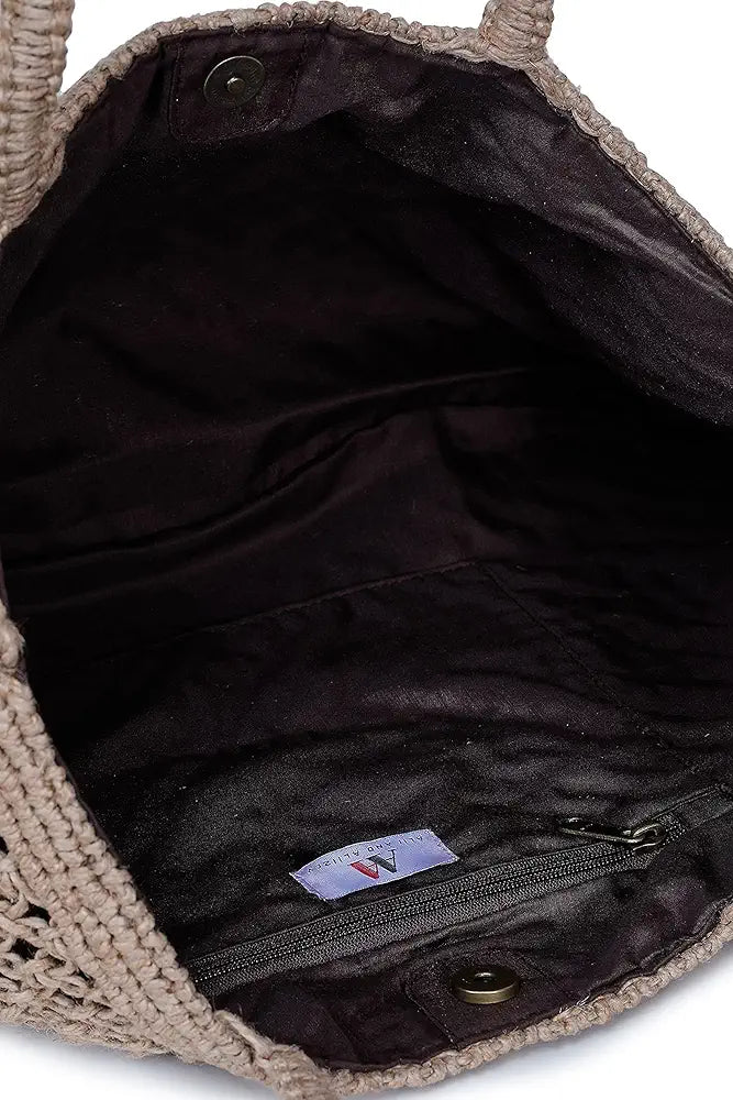 Klondon Alii And Aliizey Brown Jute Macrame Shoulder Bag/handbag Regular