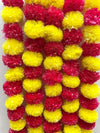 Artificial Marigold Fluffy Flowers Garlands Yellow & Red 5 Pieces