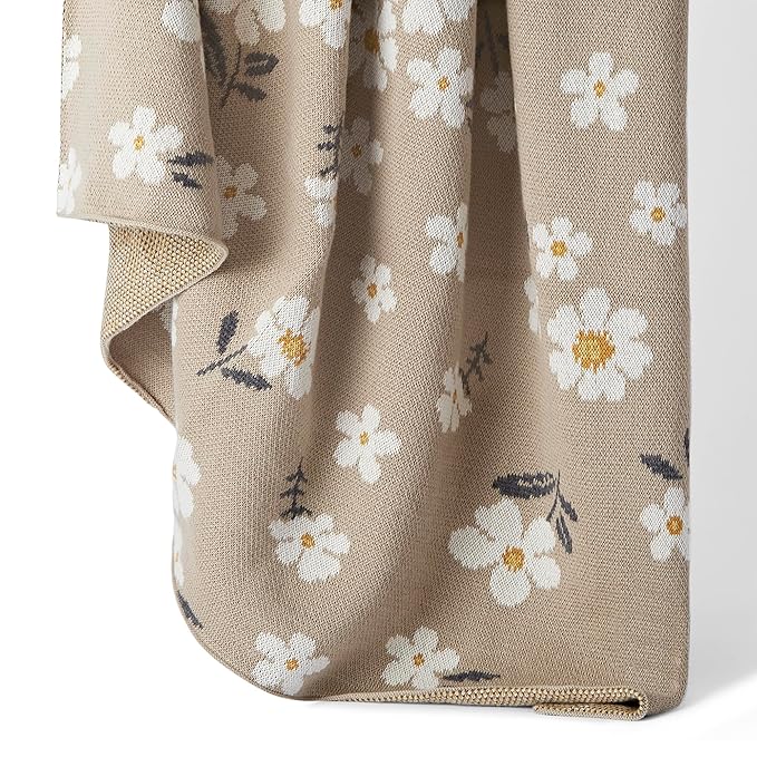 Haus and Kinder Cotton Knitted Blanket for New Born Baby Colour Little Bloom