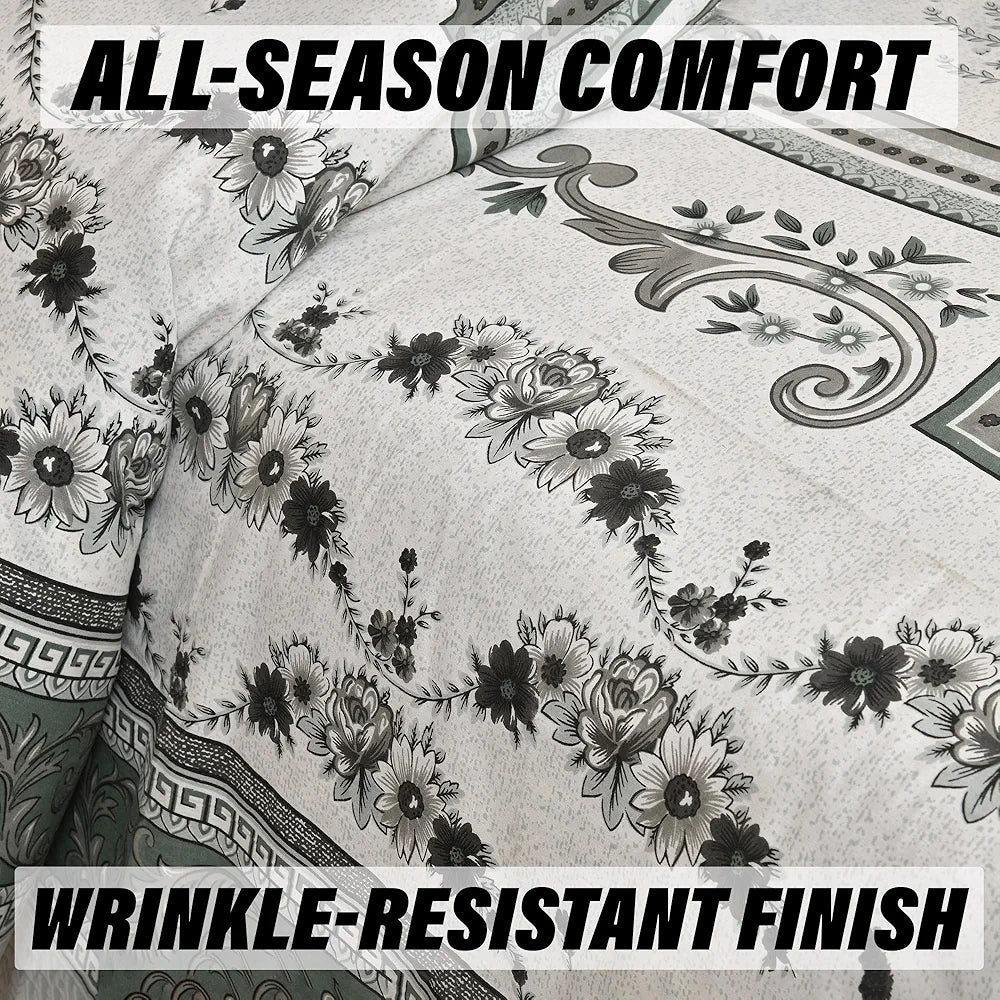 Kuber Industries Double Bedsheet with 2 Pillow Covers 160 TC Premium Cotton Kaleen Flower Green