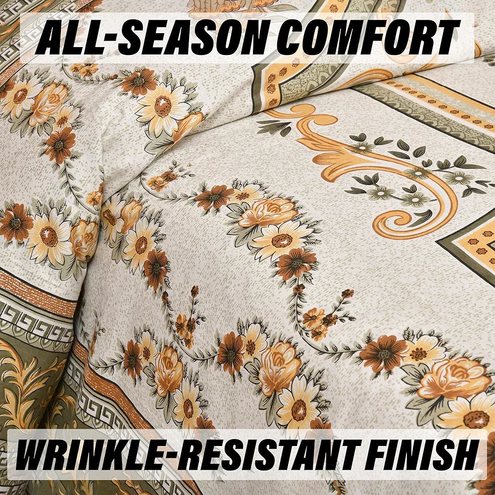 Kuber Industries Double Bedsheet with 2 Pillow Covers 160 TC Premium Cotton Yellow