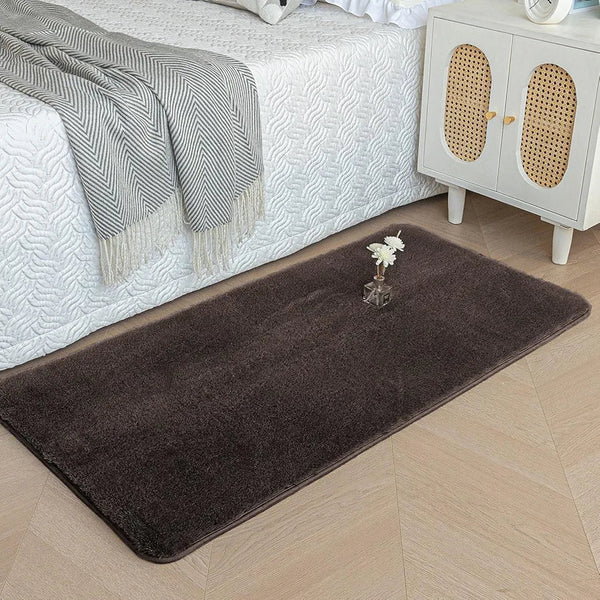 Luxe Home Ruffle Bath Mat Rabbit Fur 1000 GSM Bathroom Door Foot Mats Rug Colour Chocolate