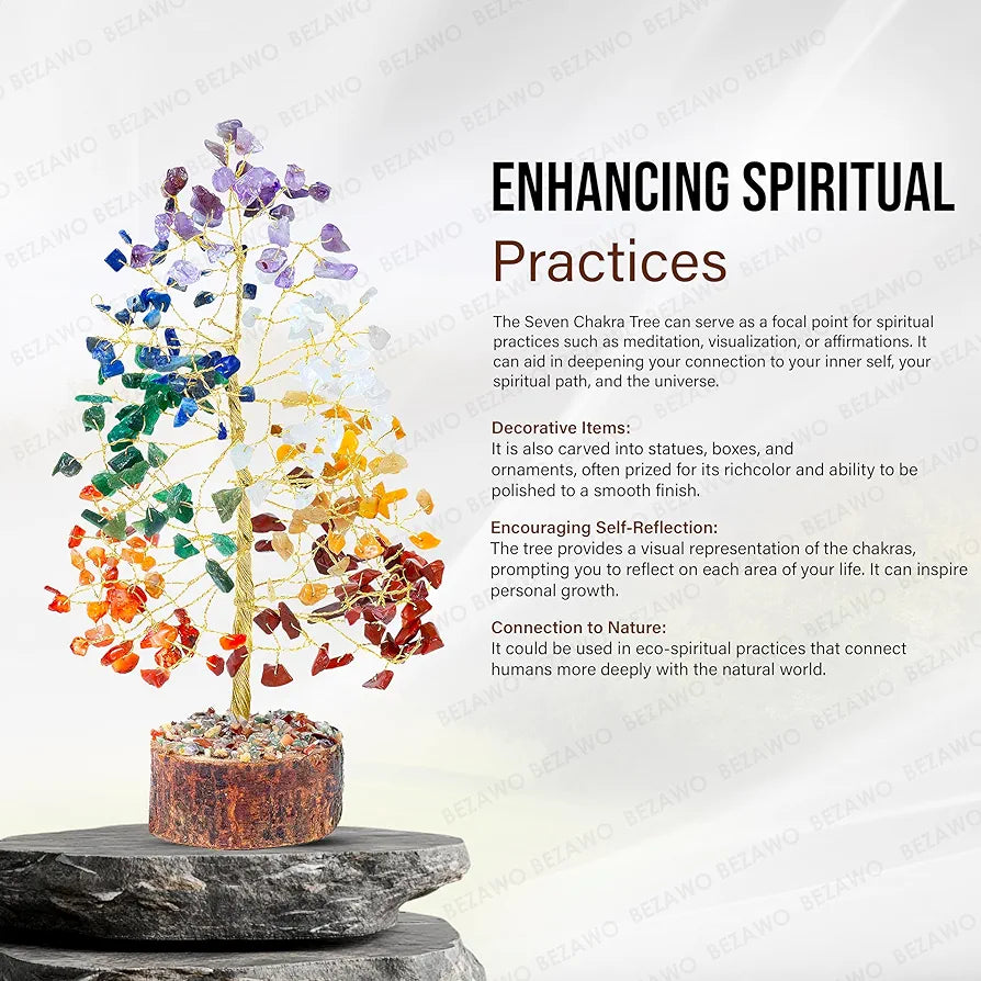 Bezavo Seven Chakra Crystal Tree Golden Wire