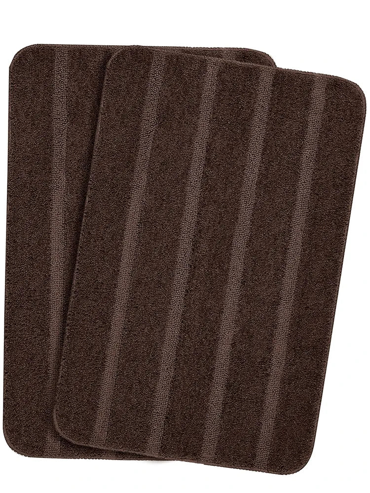 Saral Home Microfiber Soft Anti Slip Water Absorbent Door Mat & Bath Mat Colour Brown (Pack Of 2)