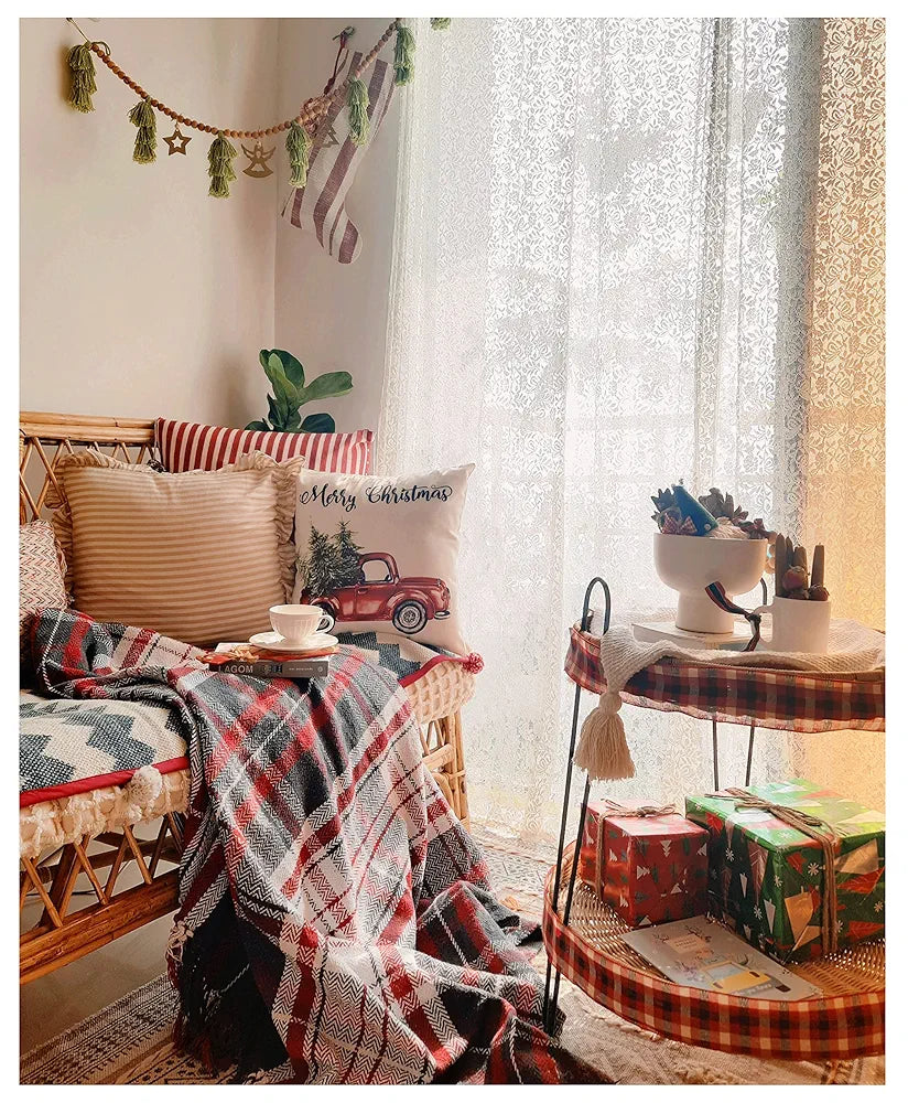 Sashaa World Check Throw Blanket Colour Red And Black