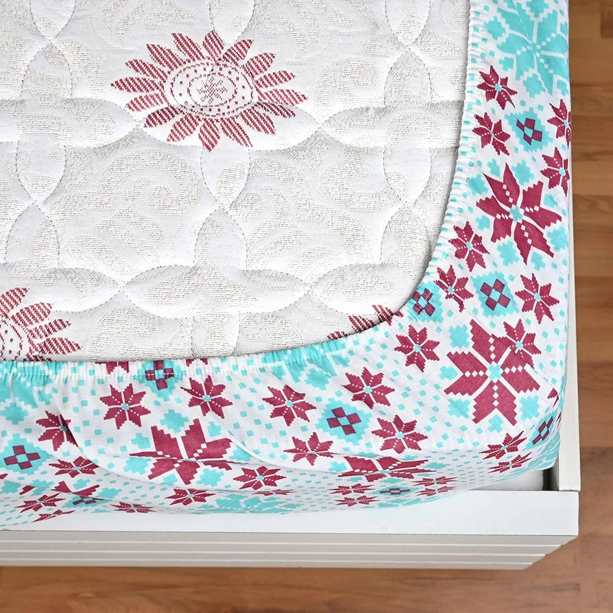 Divine Casa Poly Cotton Double Fitted Elastic Bedsheet with Elastic Corners for Double BedRose Colour Violet