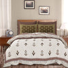 Kuber Industries Double Bedsheet with 2 Pillow Covers 186 TC Premium Cotton Embroidery Katli Flower Brown