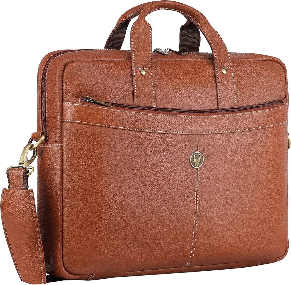 WildHorn Leather 15 inch Laptop Messenger Bag for Men I Padded Laptop Compartment with Adjustable Strap I Extra Zip Compartments I DIMENSION : L-16 inch W-3.2 inch H-13 inch