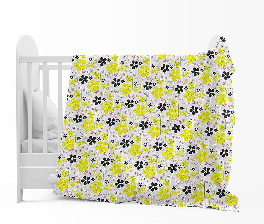Divine Casa 120 GSM Microfiber Single Kids Dohar Soft & Lightweight Throw Blanket Floral Pattern Colour Tornado