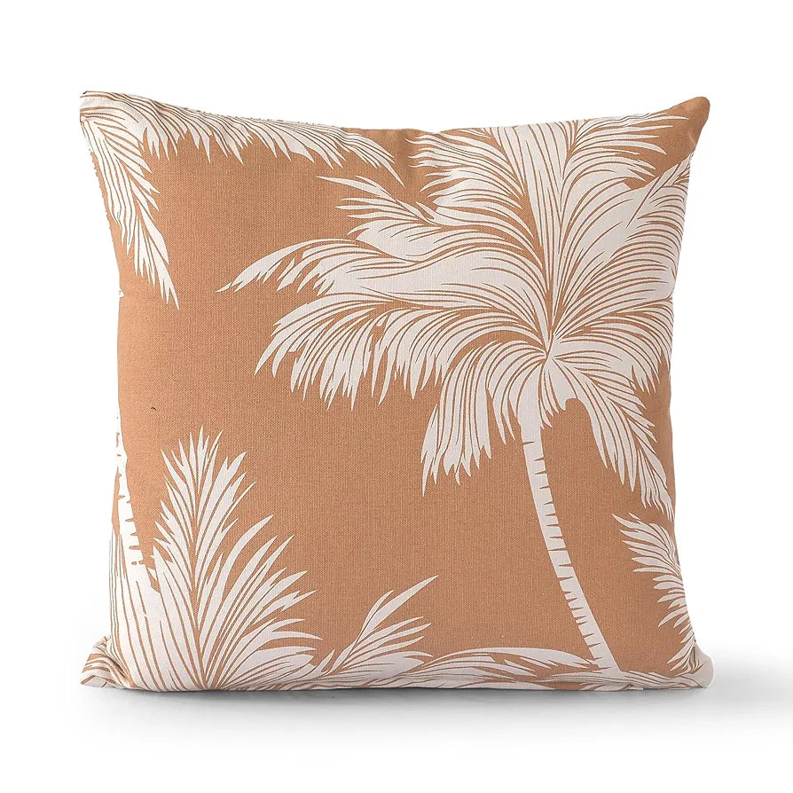 Sashaa World Stunning Palm Tree Printed Cotton Cushion Cover Colour Nat Yellow