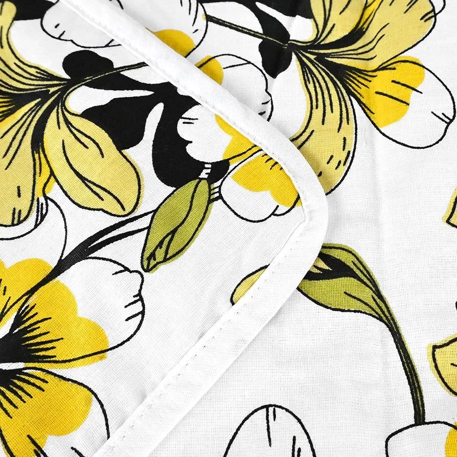 Divine Casa Floret 100% Cotton Single Kids Dohar 120 GSM Soft & Lightweight Throw Blanket Colour Daffodil Yellow