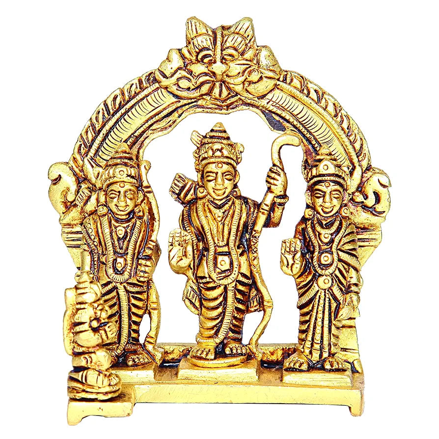 anciently Ram Darbar Statue Brass | Ram Darbar Murti Brass | Ramar Pattabhishekam Brass 10.5 CM Height Brass Gold Colour 1 Piece