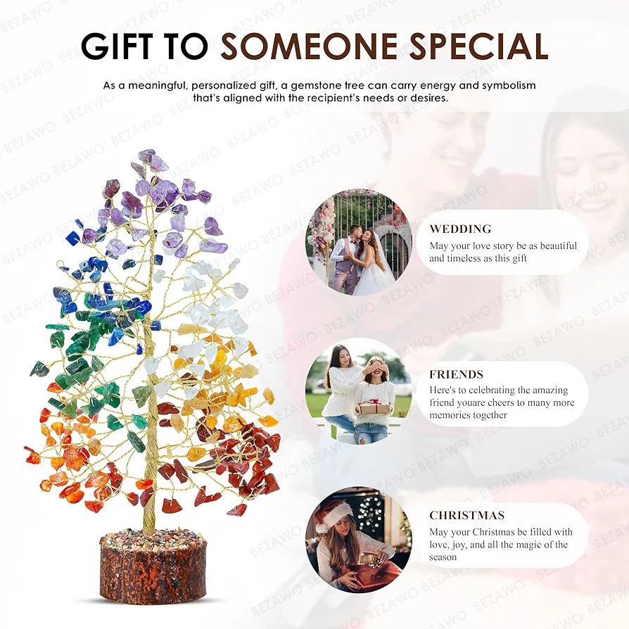 Bezavo Seven Chakra Crystal Tree Golden Wire