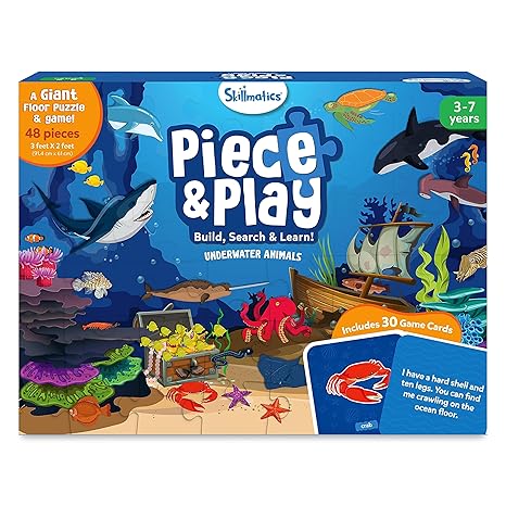 Skillmatics Floor Puzzle & Game Piece & Play Underwater Animals Jigsaw & Toddler Puzzles Educational Toy