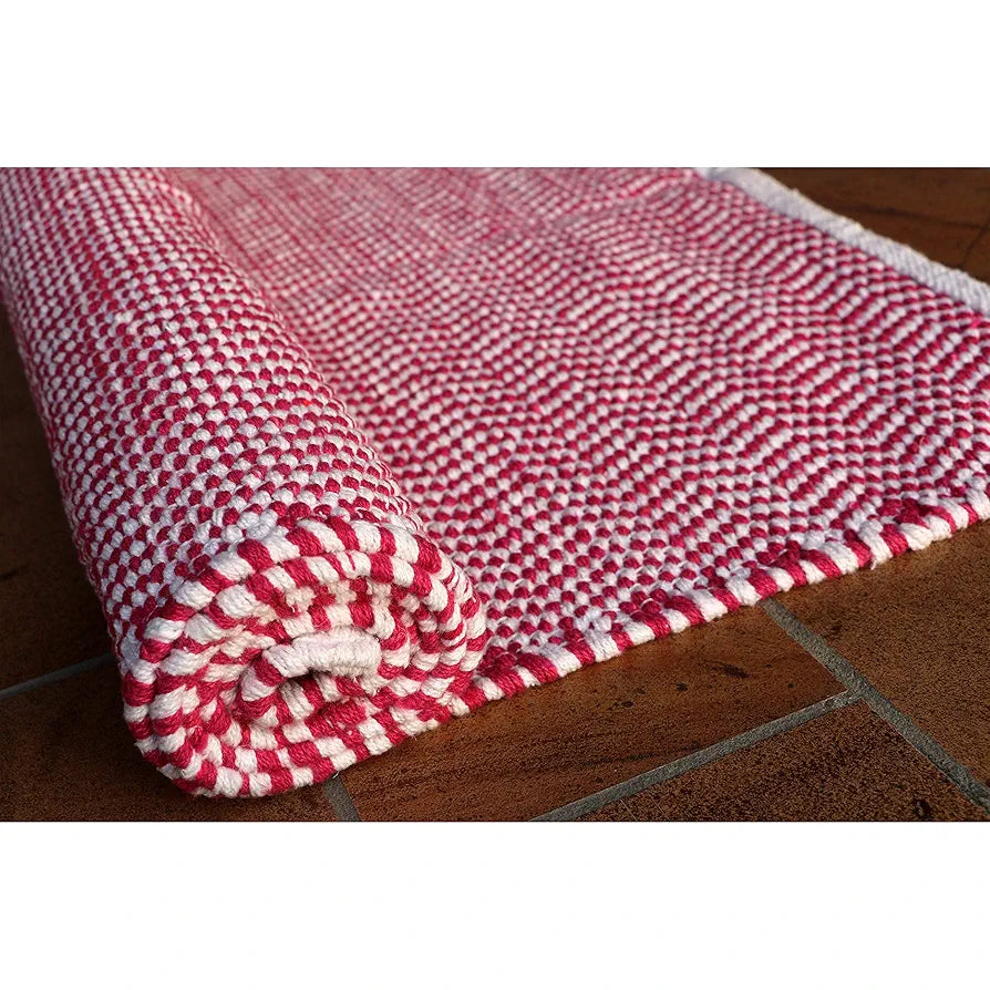 The Home Talk Weaved Cotton Carpets Contemporary Decorators Area Rugs Pink