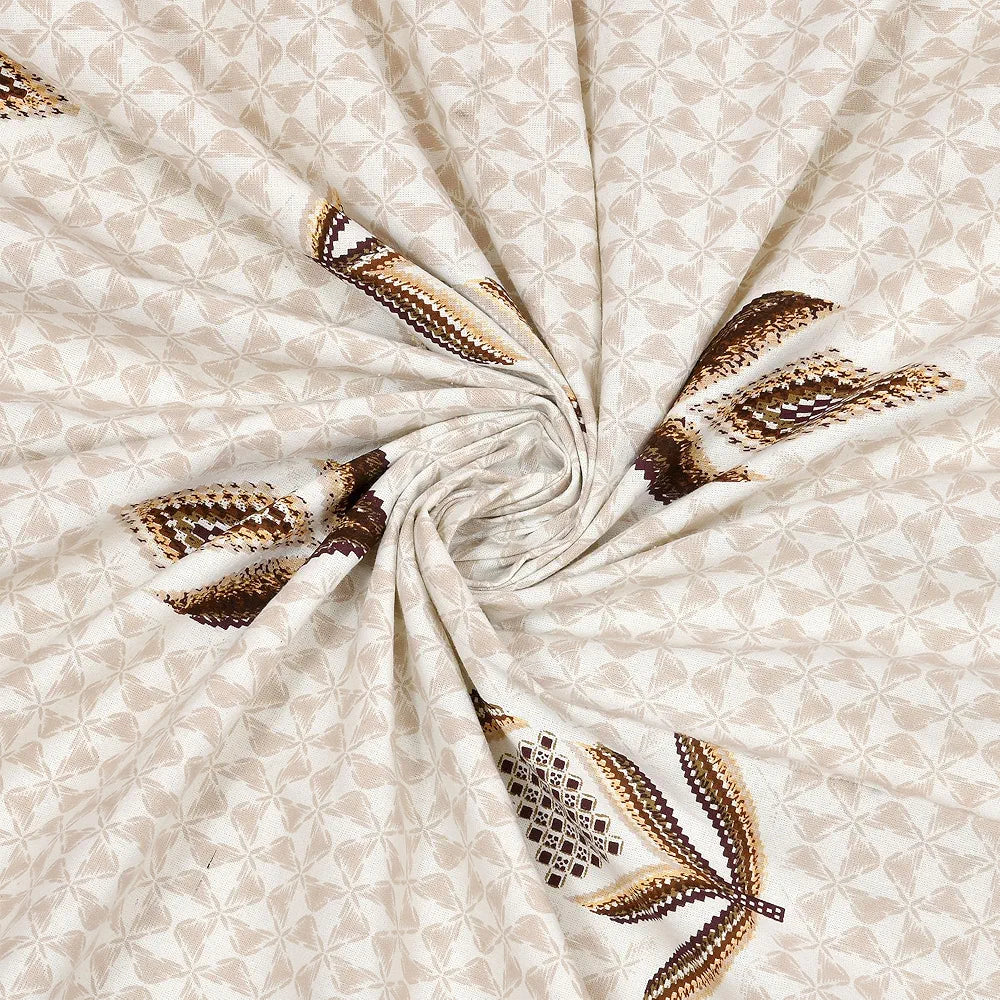 Kuber Industries Double Bedsheet with 2 Pillow Covers 186 TC Premium Cotton Embroidery Katli Flower Brown