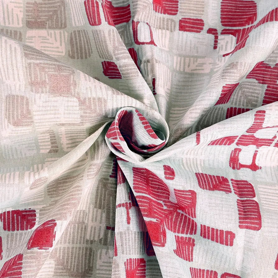 Divine Casa 144 TC Pure Cotton Double Bed Bedsheet with 2 Pillow Covers Mosaic Bloom Colour Ivory Red