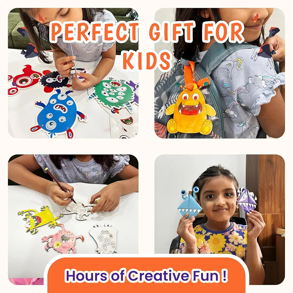The Curious Bees Monster Mash-Up Activity Box | Fun and Learning Craft Kit for 5+ Year Olds | Creative DIY Fun Activity Kit for Boys & Girls | Ideal Gift for Early School-goers | 4-in-1 Activity Box