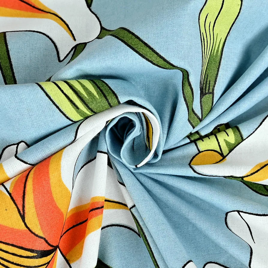 Divine Casa 100% Cotton Bedsheet for Single Bed 144 TC Bedsheet Single Size Bed Cotton with 1 Pillow Cover Colour Soft Sky Blue