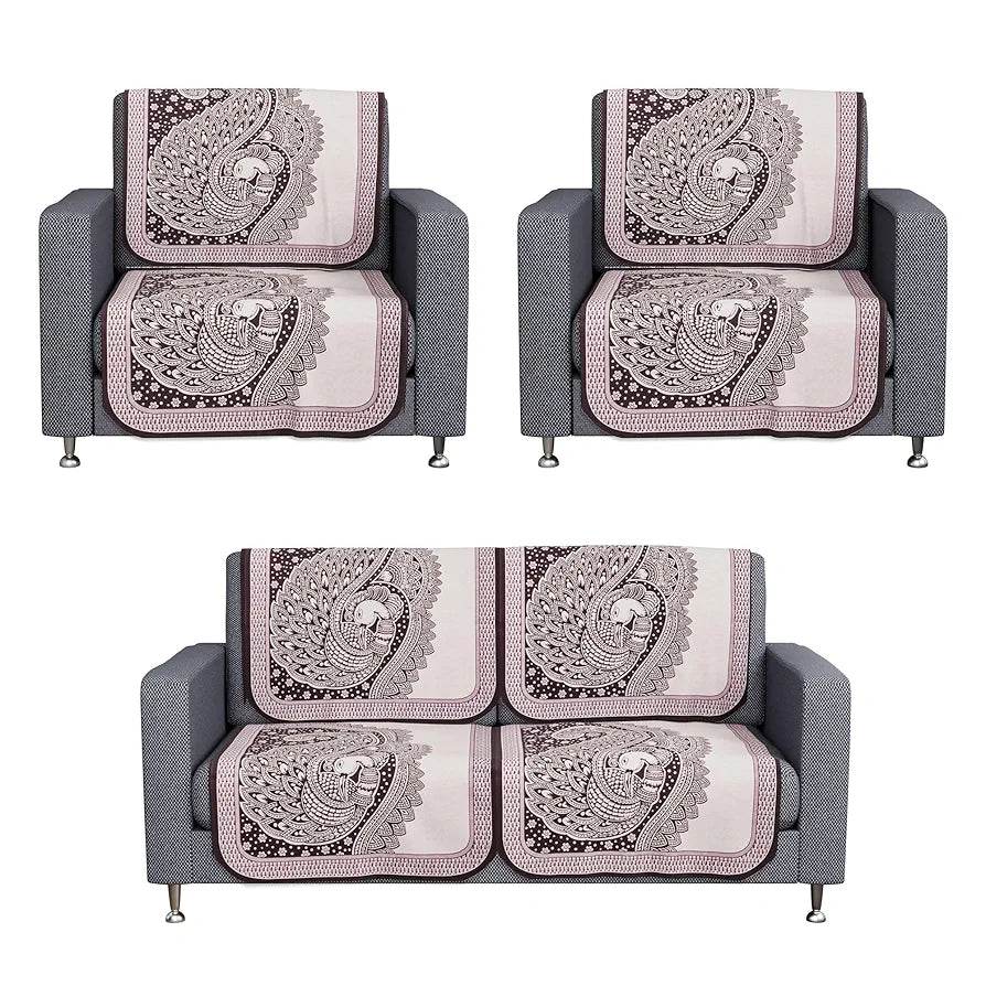 Kuber Industries Sofa Cover Net 2+1+1 Seater Sofa Slip Cover Set Mor Digital-837 Purple