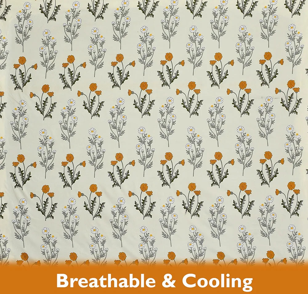 Fresh From Loom Fitted King Size Bedsheet Set Anti Fade 240 TC 2 Pillow Covers Pink Floral Design