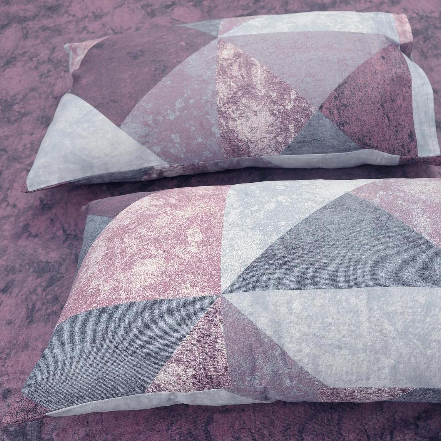 Huesland by Ahmedabad Cotton 186 Tc Cotton Pillow Cover Set of 2 | Purple | Pink | Blue